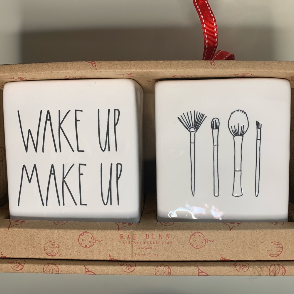 Rae Dunn Wake Up Make Up Ceramic Brush Holders